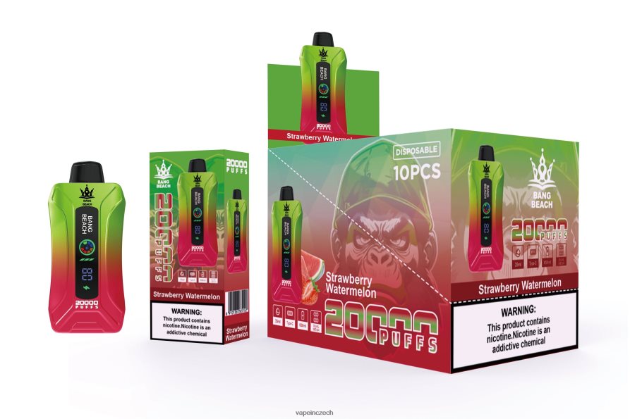 Vape Czech Republic - Bang Beach 20 000 potahů inteligentní obrazovka vape N8BLR43 jahodový meloun