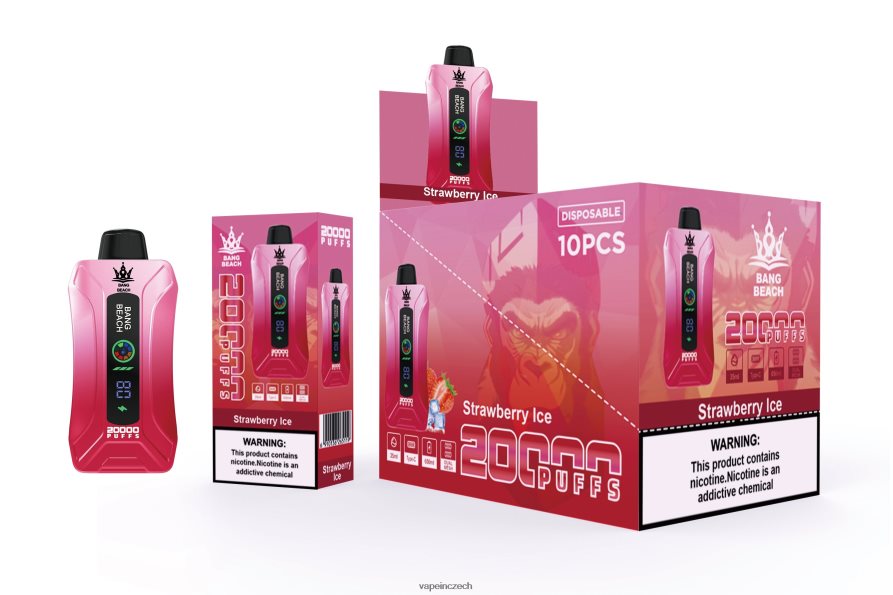 Vape Czech Republic - Bang Beach 20 000 potahů inteligentní obrazovka vape N8BLR46 jahodový led