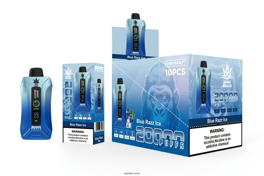 Vape In Czech - Bang Beach 20 000 potahů inteligentní obrazovka vape N8BLR411 modrý razz led