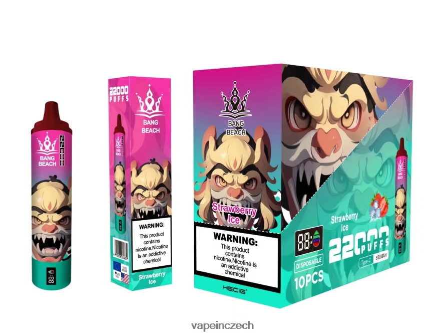 Vape In Czech - Bang Beach Chytrá obrazovka s 22 000 tahy N8BLR420 jahodový led