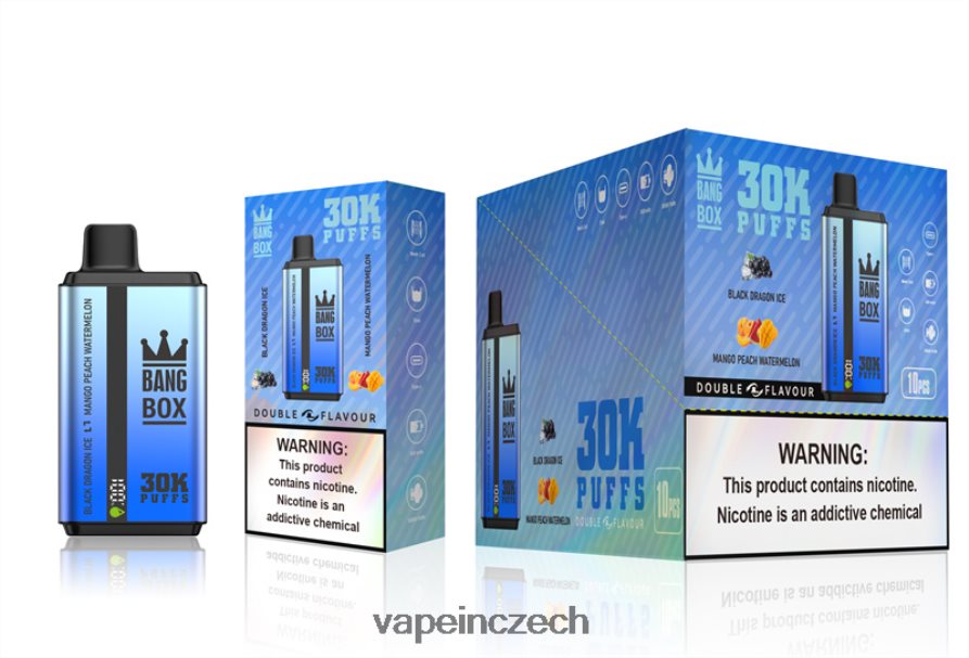 Vape In Czech - Bang Box 30 000 tahů duální příchutě N8BLR471 černý drak ice & mango broskvový meloun