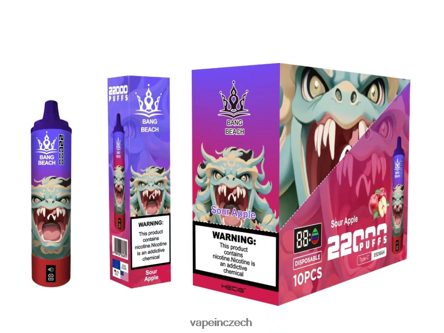 Vape Shop Brno - Bang Beach Chytrá obrazovka s 22 000 tahy N8BLR413 kyselé jablko