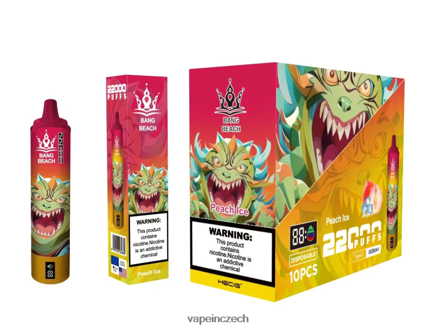 Vape Shop Brno - Bang Beach Chytrá obrazovka s 22 000 tahy N8BLR416 broskvový led