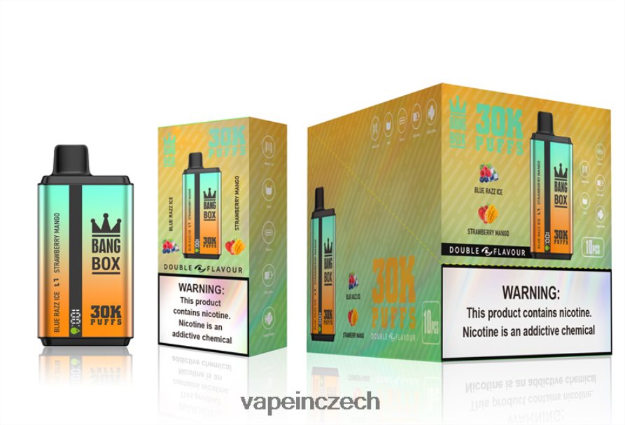 Vape Shop Brno - Bang Box 30 000 tahů duální příchutě N8BLR473 blue razz led & jahodové mango