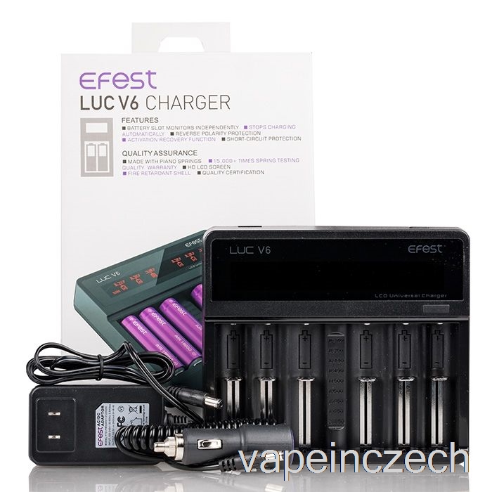 Efest Luc V6 6-šachtové LCD Univerzální Nabíječka Vape Pero