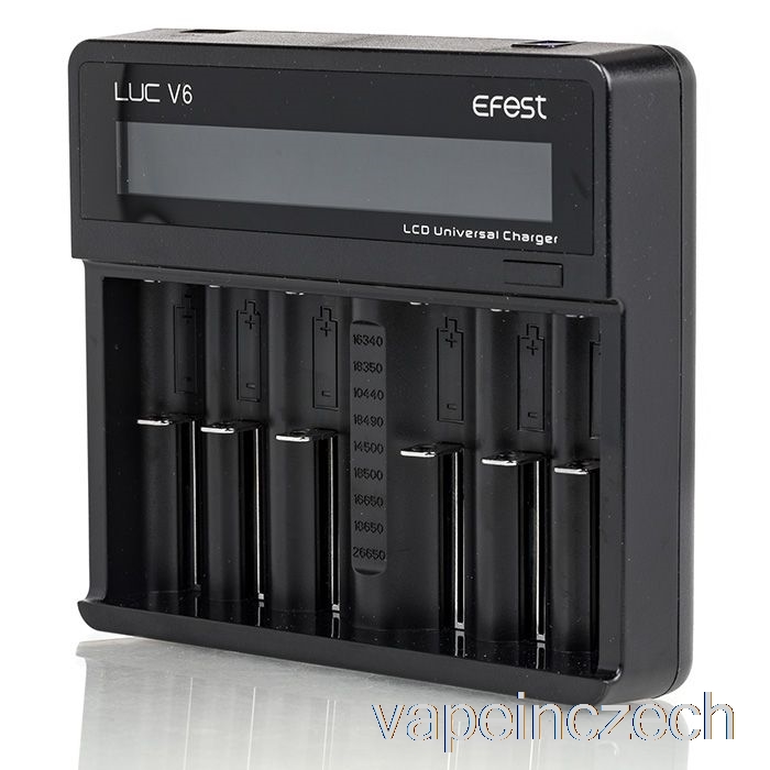Efest Luc V6 6-šachtové LCD Univerzální Nabíječka Vape Pero