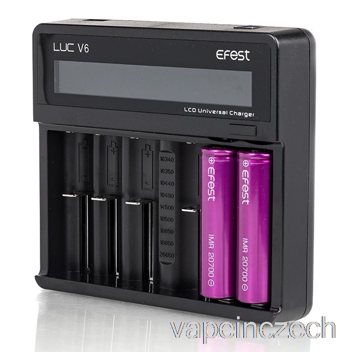 Efest Luc V6 6-šachtové LCD Univerzální Nabíječka Vape Pero
