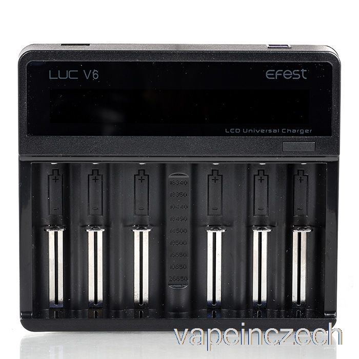 Efest Luc V6 6-šachtové LCD Univerzální Nabíječka Vape Pero