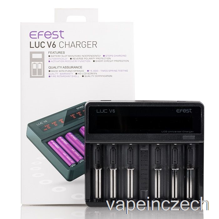 Efest Luc V6 6-šachtové LCD Univerzální Nabíječka Vape Pero