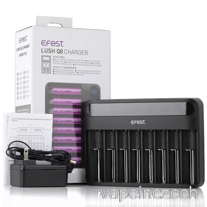 Efest Lush Q8 8 šachtová Inteligentní Nabíječka Baterií Vape Pero
